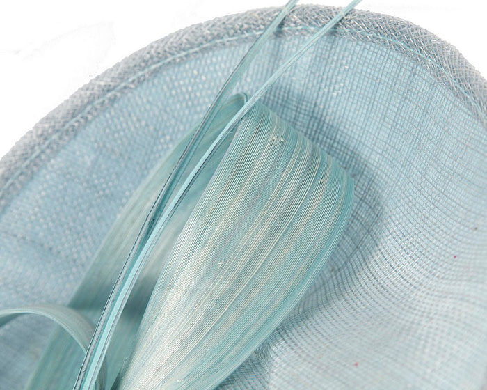Light blue fascinator with bow and feathers - Fascinators.com.au