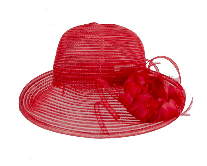 Red spring racing hat - Fascinators.com.au
