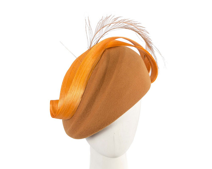 Rust felt hat by Fillies Collection - Fascinators.com.au
