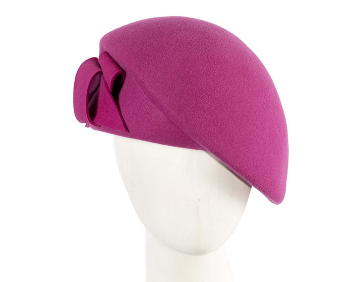 Stylish fuchsia winter fashion beret hat - Fascinators.com.au