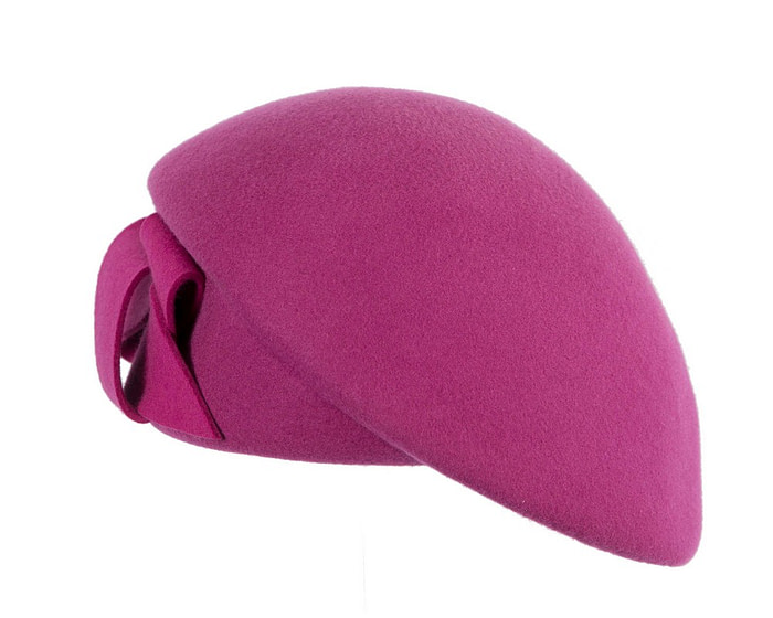 Stylish fuchsia winter fashion beret hat - Fascinators.com.au
