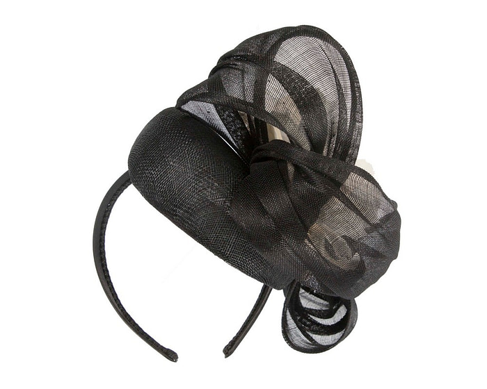 Black and cream flower pillbox racing fascinator by Fillies Collection - Fascinators.com.au