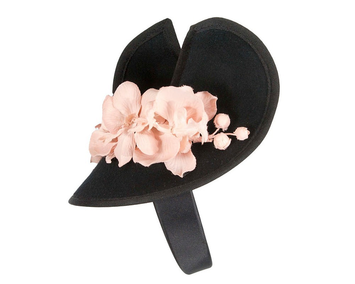 Black & nude winter fascinator with orchid by Fillies Collection - Fascinators.com.au