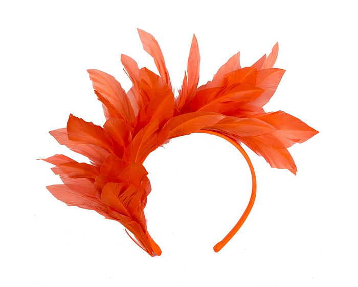 Orange feather fascinator headband by Max Alexander - Fascinators.com.au