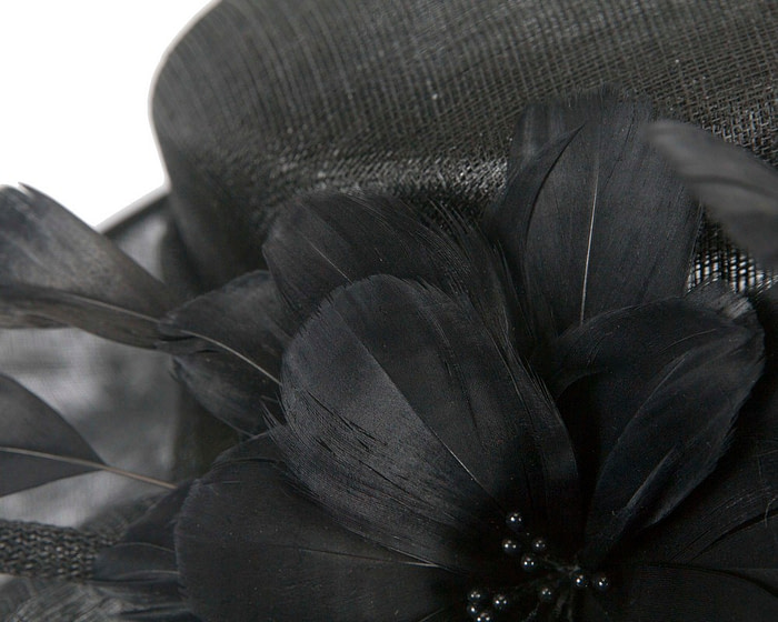 Wide brim black fashion hat by Max Alexander - Fascinators.com.au