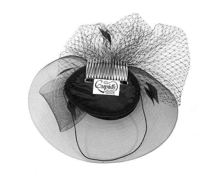 Black custom made fascinator hat - Fascinators.com.au