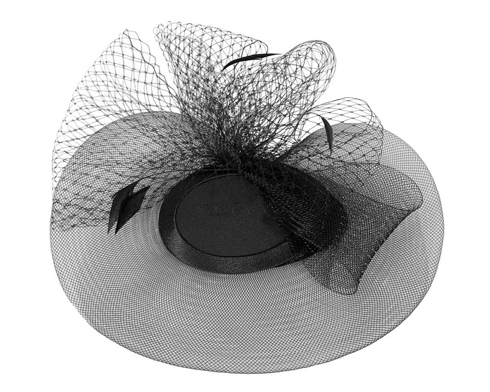 Black custom made fascinator hat - Fascinators.com.au