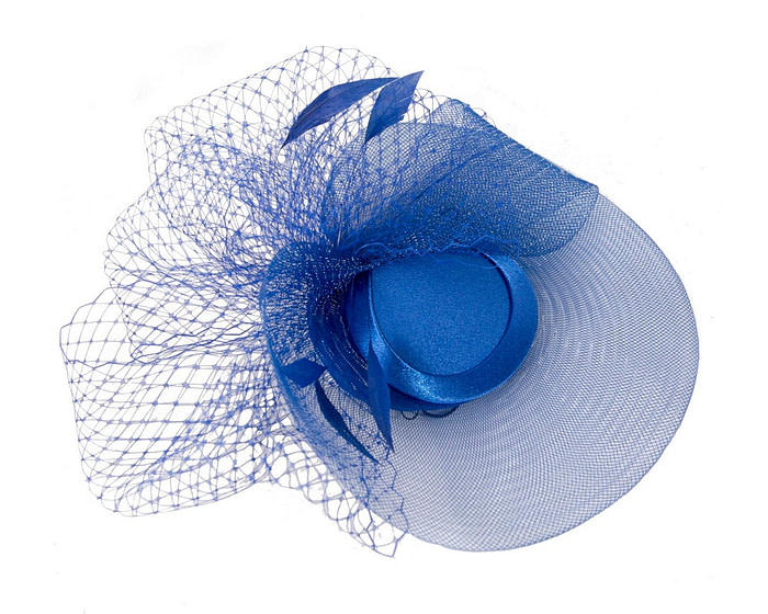 Royal blue custom made fascinator hat - Fascinators.com.au