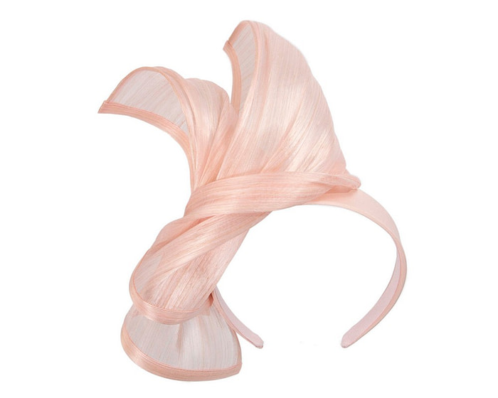 Twisted blush silk abaca fascinator by Fillies Collection - Fascinators.com.au