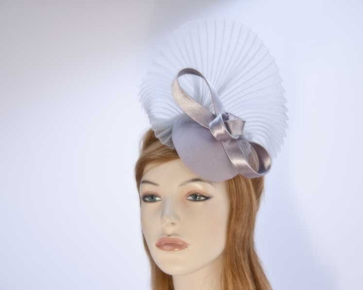 Grey fascinator pillbox for special occasion K5014G