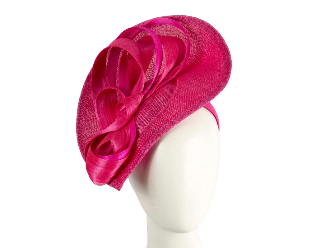 Large fuchsia sinamay fascinator by Max Alexander - Hats From OZ