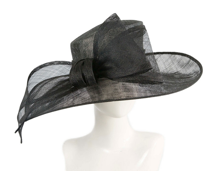 Black sinamay hat with large bow by Max Alexander