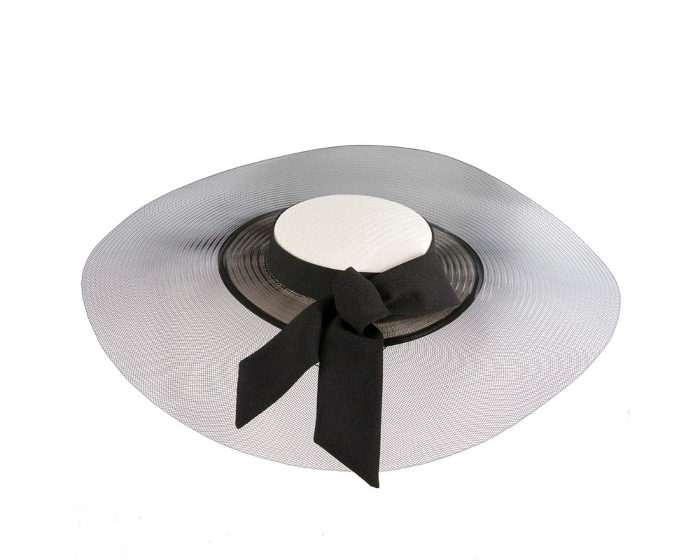 Bespoke white & black wide brim boater hat - Hats From OZ Bespoke white & black wide brim boater hat - Image 5