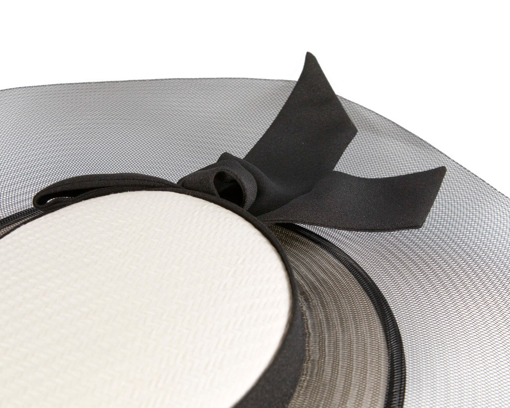 Bespoke white & black wide brim boater hat - Hats From OZ Bespoke white & black wide brim boater hat - Image 4