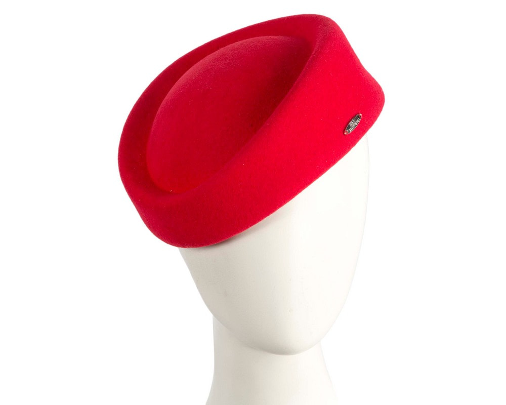 Classic Stewardess Red Felt Pillbox Hat by Max Alexander - Hats From OZ Classic Stewardess Red Felt Pillbox Hat by Max Alexander