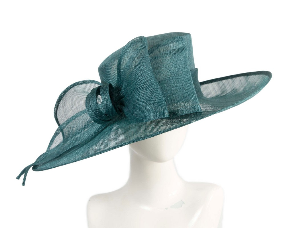 Teal sinamay hat with large bow by Max Alexander - Hats From OZ