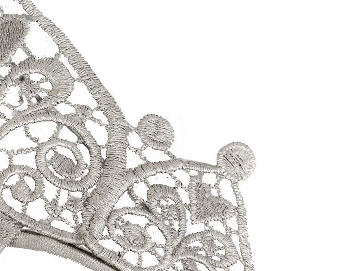 Modern silver crown racing fascinator by Cupids Millinery - Image 3