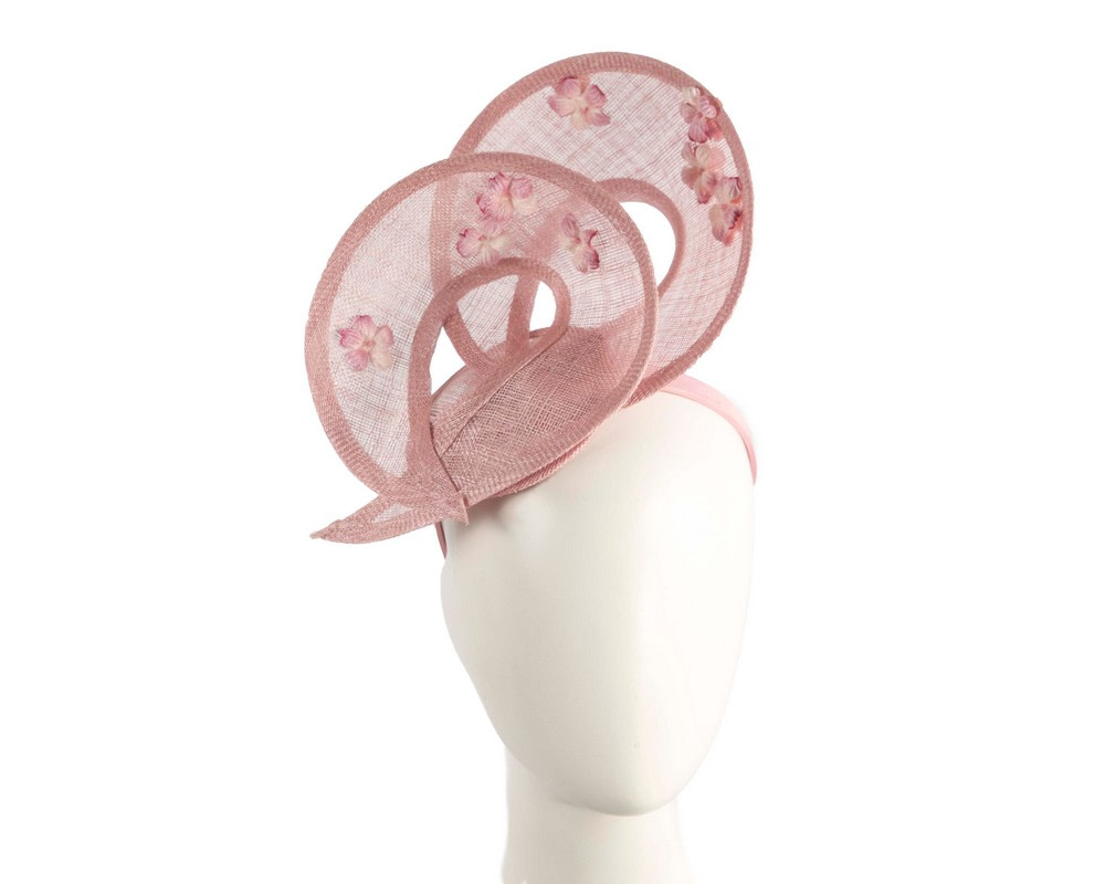 Exquisite dusty pink sinamay fascinator by Max Alexander - Hats From OZ