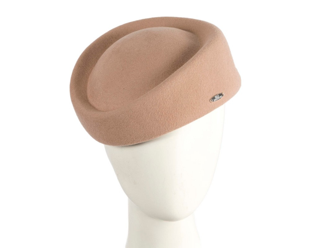 Classic Stewardess Beige Felt Pillbox Hat by Max Alexander - Hats From OZ | J463BE Classic Stewardess Beige Felt Pillbox Hat by Max Alexander - Hats From OZ
