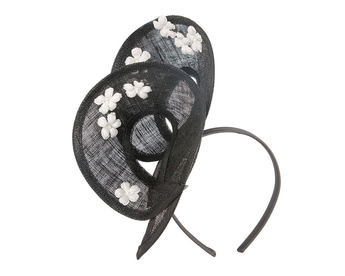Exquisite black & cream sinamay fascinator by Max Alexander - Image 2