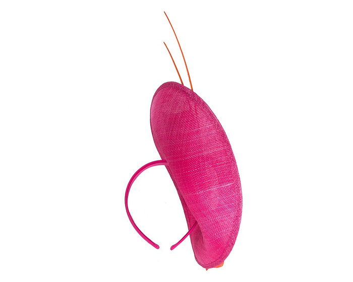 Large fuchsia & orange sinamay fascinator by Max Alexander - Image 4