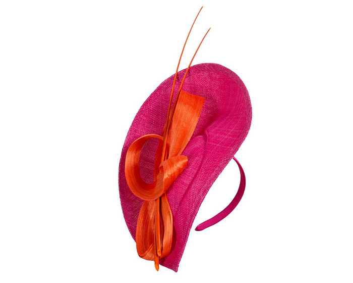 Large fuchsia & orange sinamay fascinator by Max Alexander - Image 2