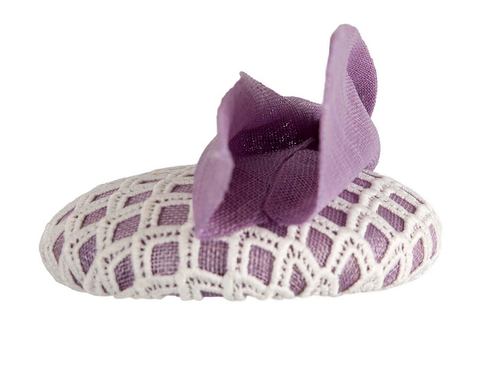 Lilac and white pillbox fascinator by BELIEVERA - Image 4