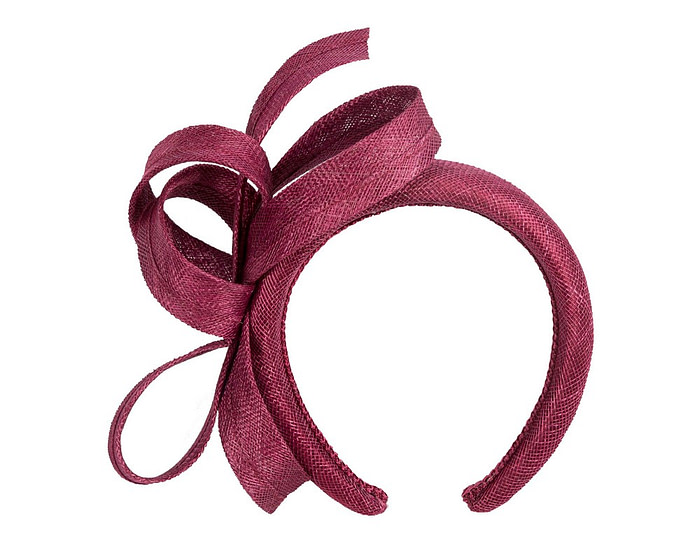 Sculpted wine-colored sinamay bow headband - Image 2
