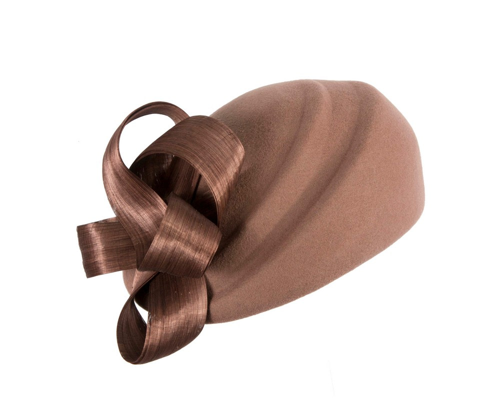 Coffee winter fashion beret hat with loops by Fillies Collection - Hats From OZ Coffee winter fashion beret hat with loops by Fillies Collection - Image 2