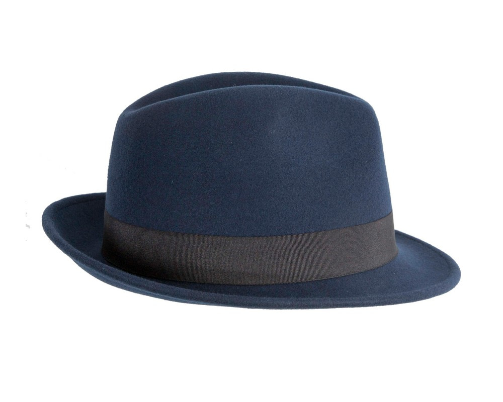 Navy & Black Fedora Felt Blues Brothers Homburg Hat - Hats From OZ Navy & Black Fedora Felt Blues Brothers Homburg Hat - Image 3