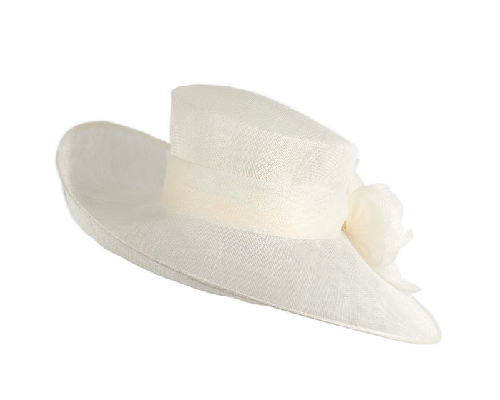 Cream wide brim sinamay fashion hat by Max Alexander - Image 6