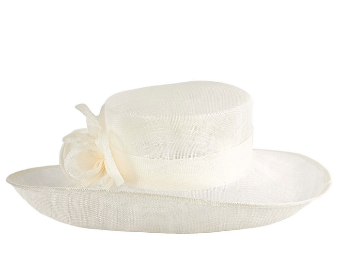Cream wide brim sinamay fashion hat by Max Alexander - Image 4