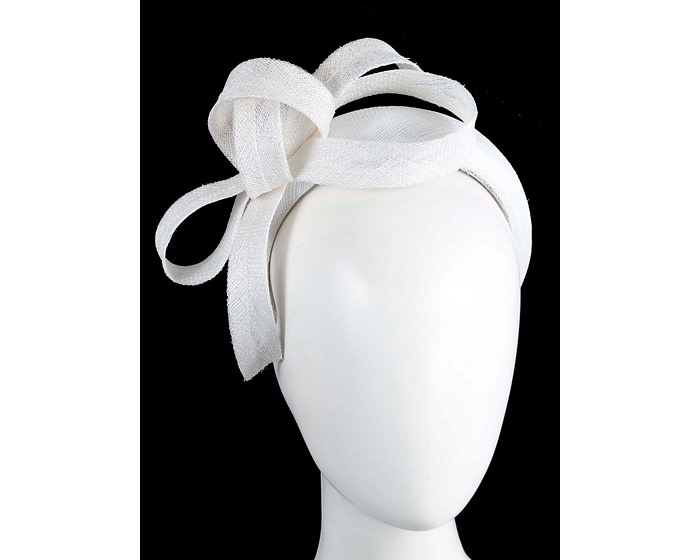 Sculpted white sinamay bow headband