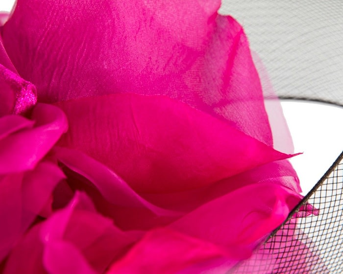 Large black & fuchsia fascinator with flower by Fillies Collection - Image 5