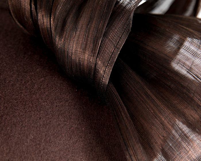 Chocolate fascinator with silk abaca bow - Image 4