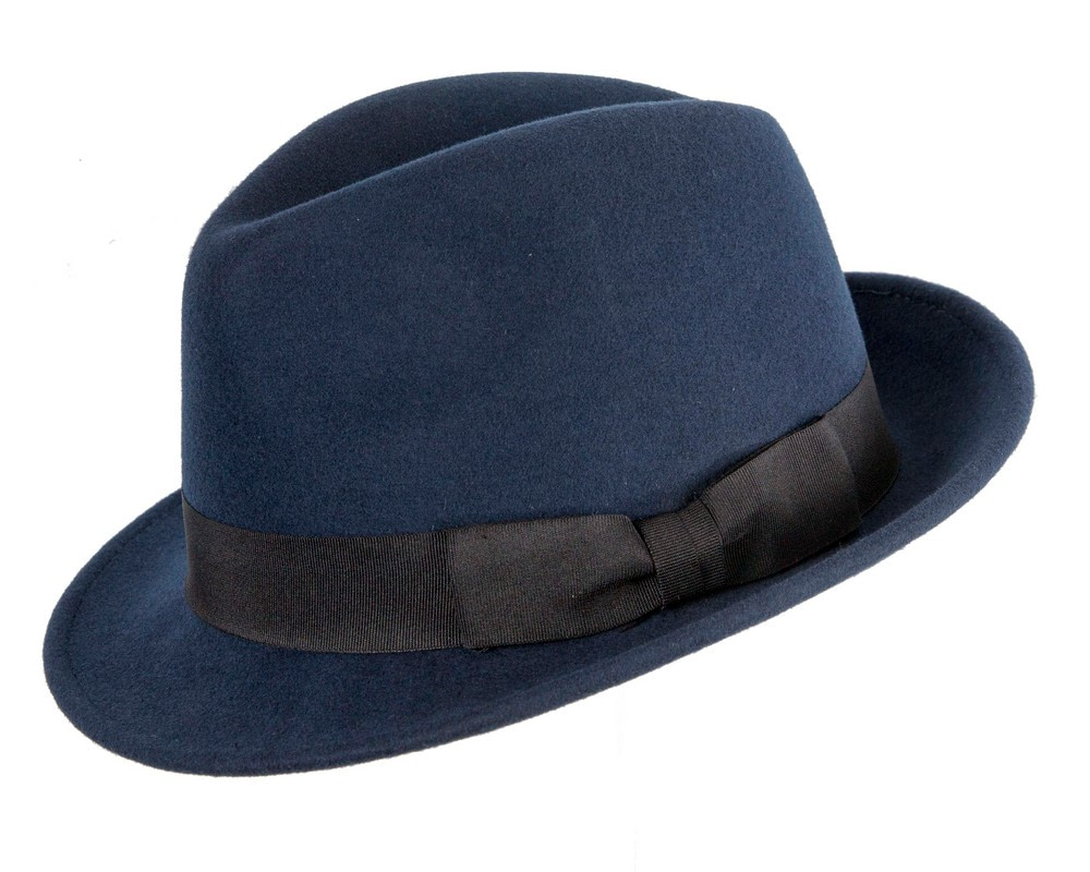 Navy & Black Fedora Felt Blues Brothers Homburg Hat - Hats From OZ Navy & Black Fedora Felt Blues Brothers Homburg Hat - Image 2