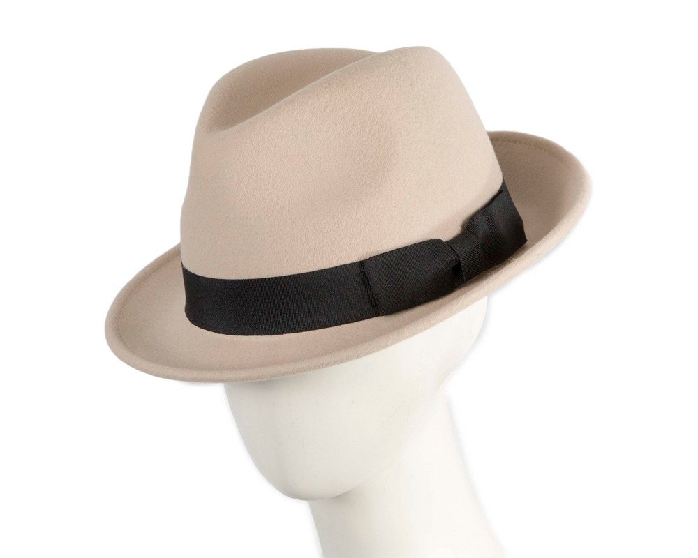 Beige & Black Fedora Felt Blues Brothers Homburg Hat - Hats From OZ | M105BEB Beige & Black Fedora Felt Blues Brothers Homburg Hat - Hats From OZ