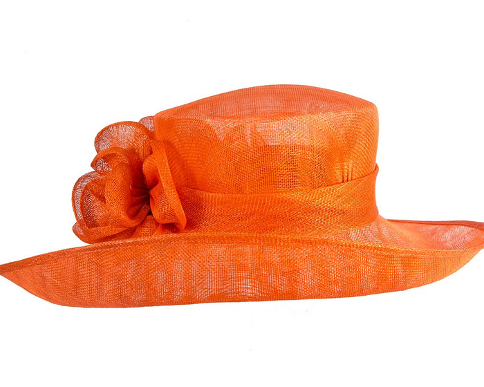 Orange wide brim sinamay fashion hat by Max Alexander - Image 4