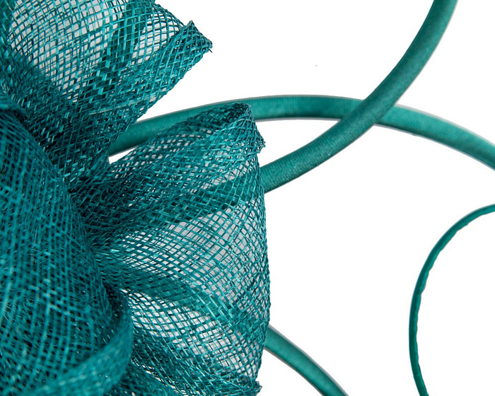 Unique teal green sinamay fascinator by Max Alexander - Image 3