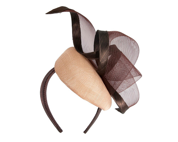Nude & Coffee pillbox fascinator by Fillies Collection - Image 6