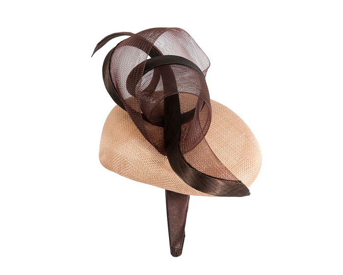 Nude & Coffee pillbox fascinator by Fillies Collection - Image 3