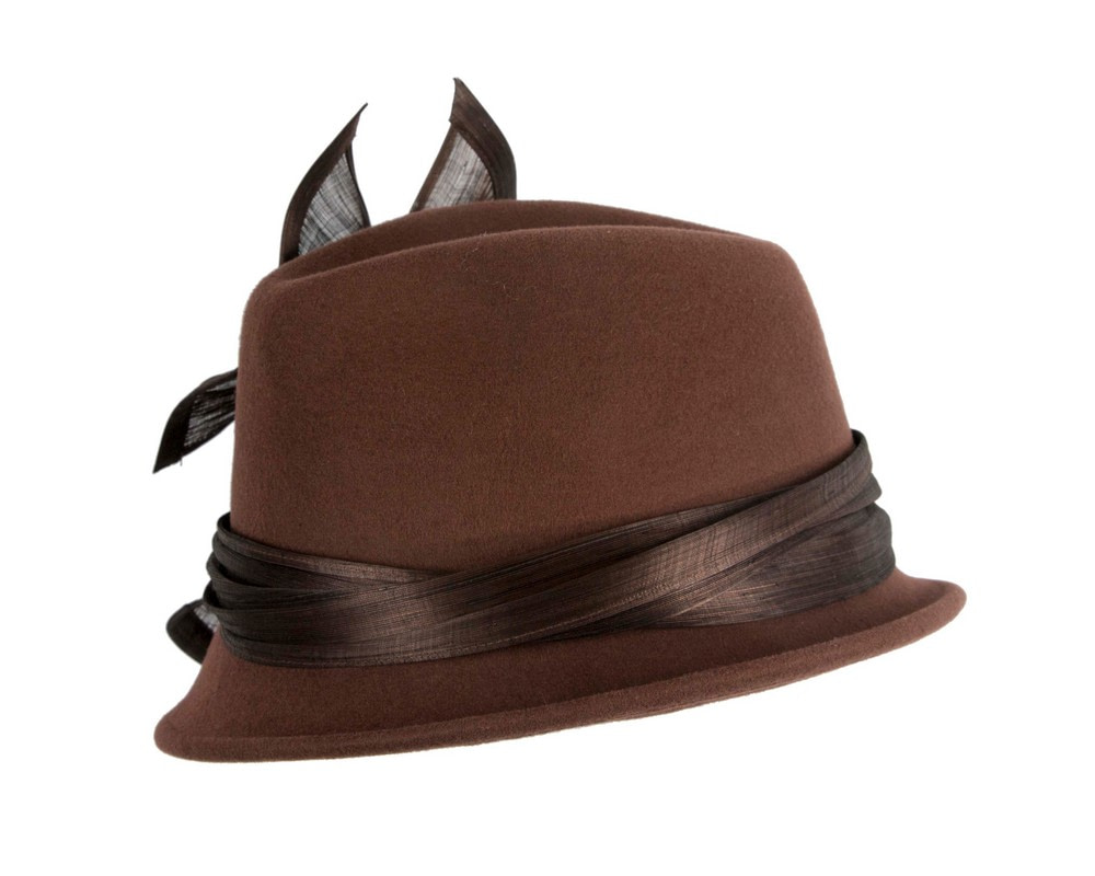 Chocolate ladies winter fashion felt fedora hat by Fillies Collection - Hats From OZ Chocolate ladies winter fashion felt fedora hat by Fillies Collection - Image 3