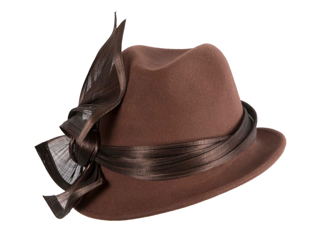 Chocolate ladies winter fashion felt fedora hat by Fillies Collection - Hats From OZ Chocolate ladies winter fashion felt fedora hat by Fillies Collection - Image 2