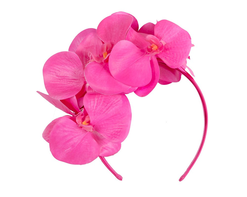 Bespoke fuchsia orchid flower headband by Cupids Millinery - Hats From OZ Bespoke fuchsia orchid flower headband by Cupids Millinery - Image 2