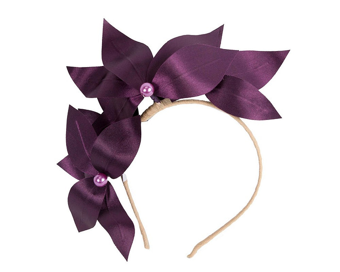 Bespoke dark purple flower headband by BELIEVERA - Image 2