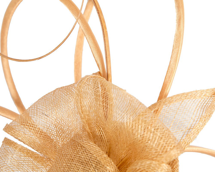 Unique gold sinamay fascinator by Max Alexander - Image 3