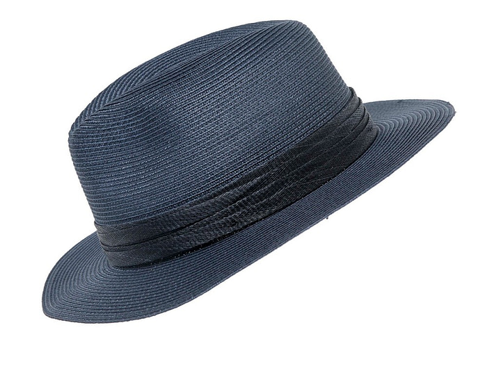 Soft navy unisex braid fedora hat - Image 2