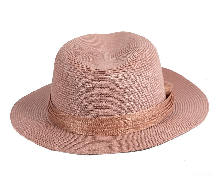 Soft taupe unisex braid fedora hat - Image 6