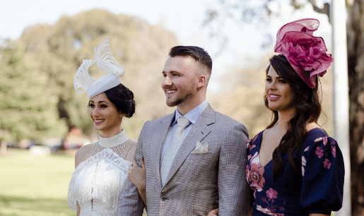 Navy flower headband racing fascinator