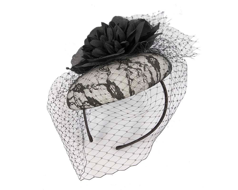 Black & White fascinator with veil by Cupids Millinery Melbourne Online